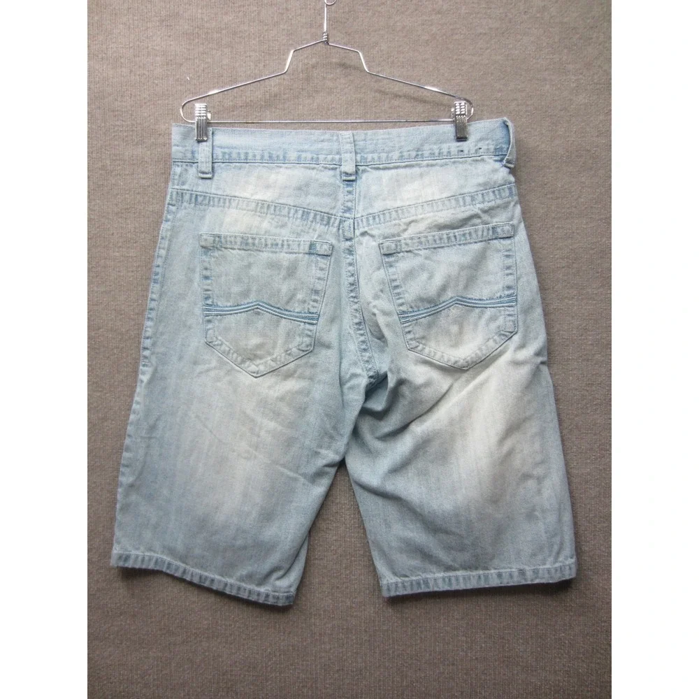 Avirex Mens Denim Shorts Light Wash Blue Cotton Relaxed Fit Size 34 RN113487